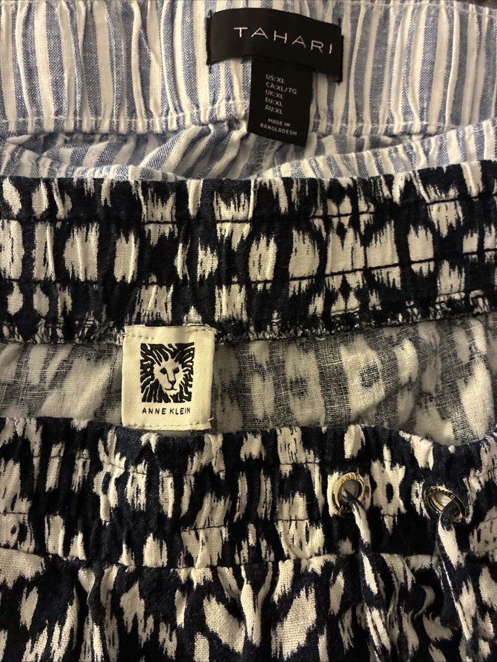 Women’s Resort Style Pants Lot Of 2 XL Tahari Linen & Anne Klein Wide Leg